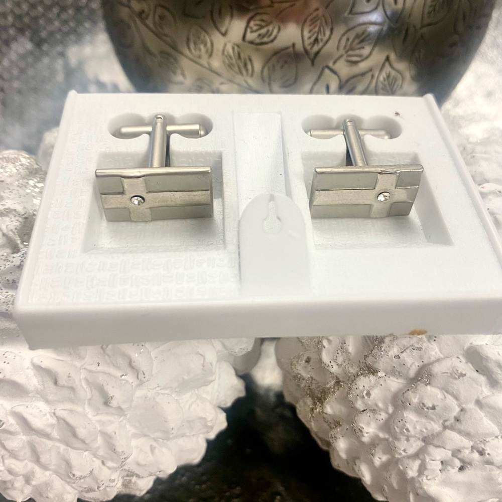 Silver Cufflinks with Cross & Rhinestone NWOT
